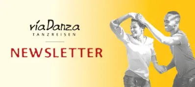Bild mit tanzendem Paar und Aufschrift viadanza Newsletter